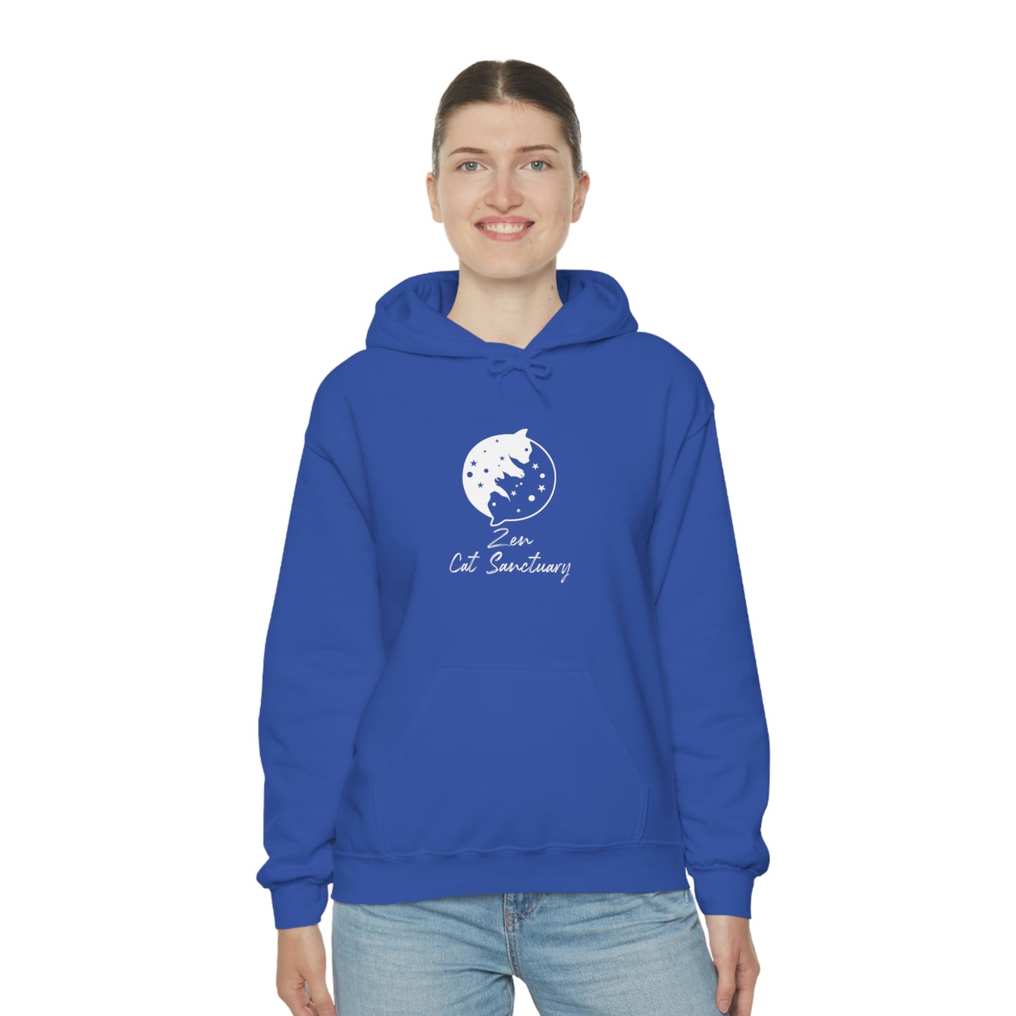 Zen Cat Sanctuary | Unisex Heavy Blend™ Hooded Sweatshirt with White Logo | Available in 8 Colors!