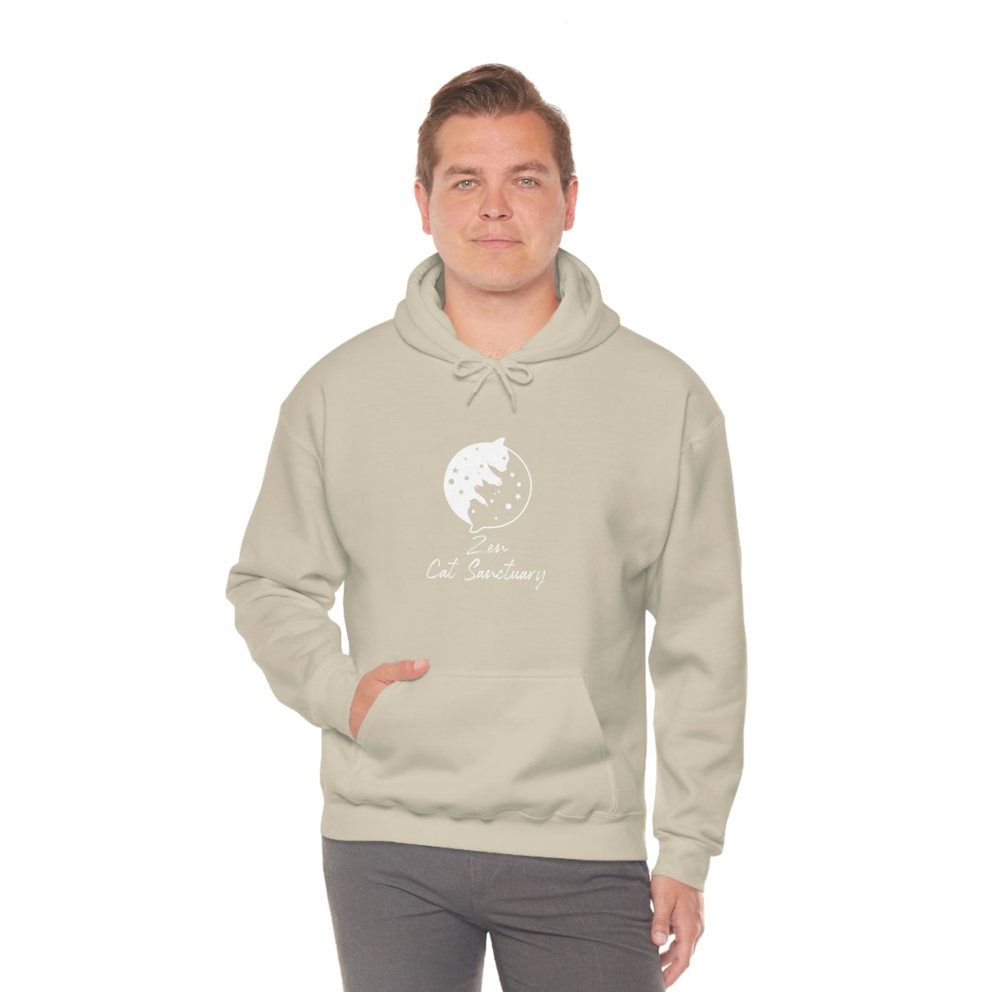 Zen Cat Sanctuary | Unisex Heavy Blend™ Hooded Sweatshirt with White Logo | Available in 8 Colors!