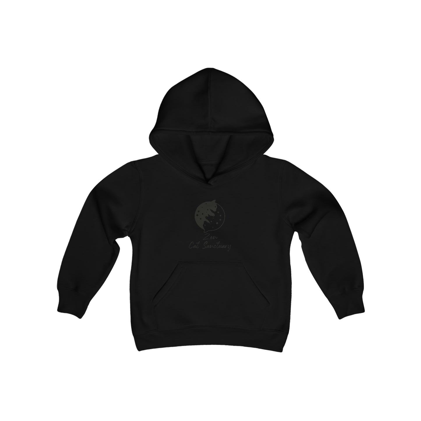 Zen Cat Sanctuary | Youth Heavy Blend Hooded Sweatshirt with Black Logo | Available in 16 Colors!