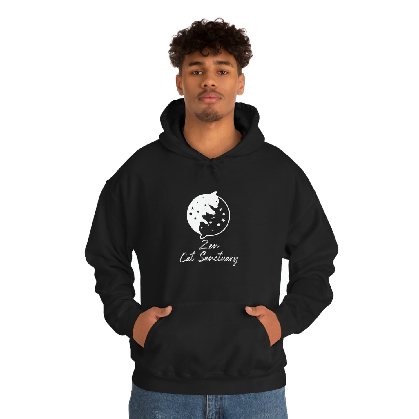 Zen Cat Sanctuary | Unisex Heavy Blend™ Hooded Sweatshirt with White Logo | Available in 8 Colors!