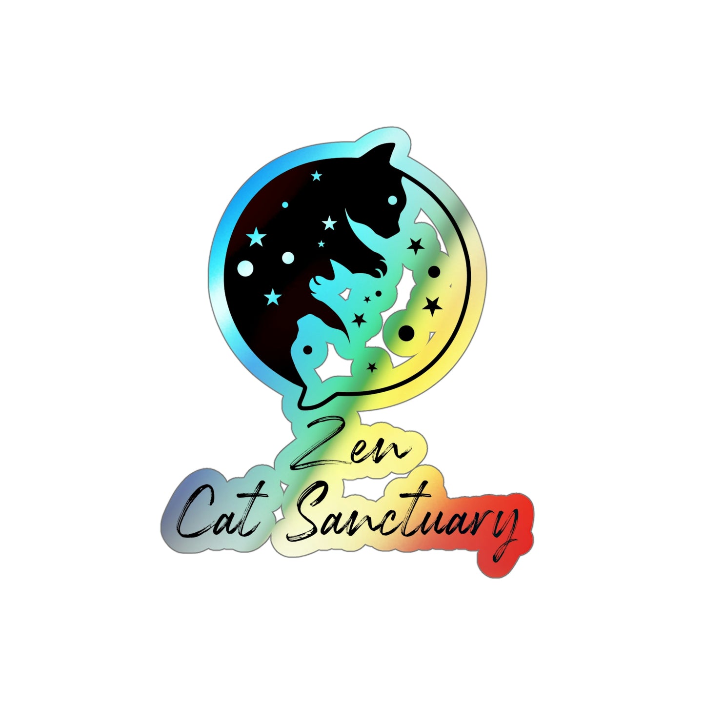 Zen Cat Sanctuary | Holographic Logo Sticker