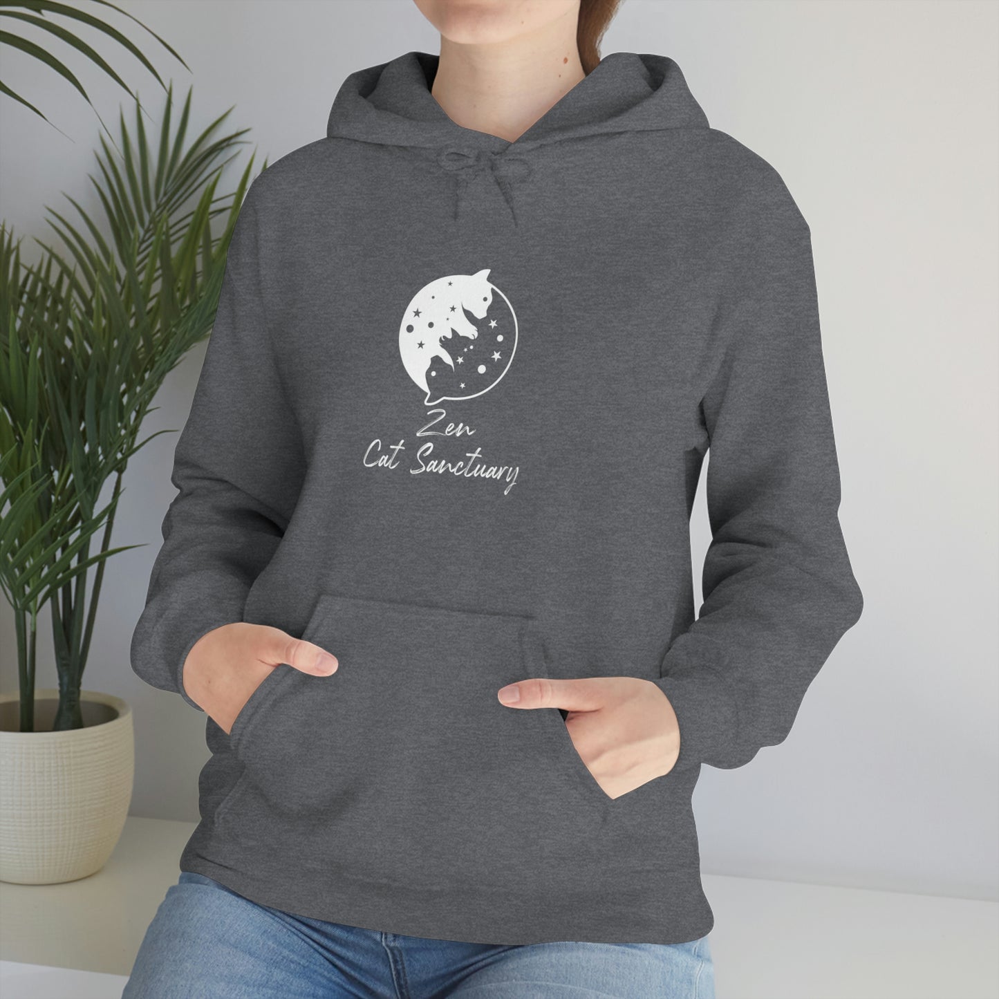 Zen Cat Sanctuary | Unisex Heavy Blend™ Hooded Sweatshirt with White Logo | Available in 8 Colors!