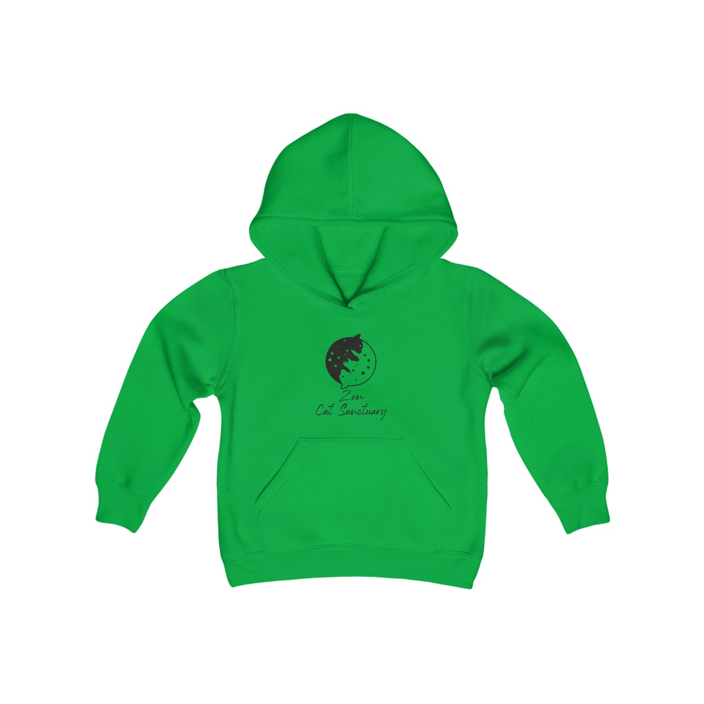 Zen Cat Sanctuary | Youth Heavy Blend Hooded Sweatshirt with Black Logo | Available in 16 Colors!