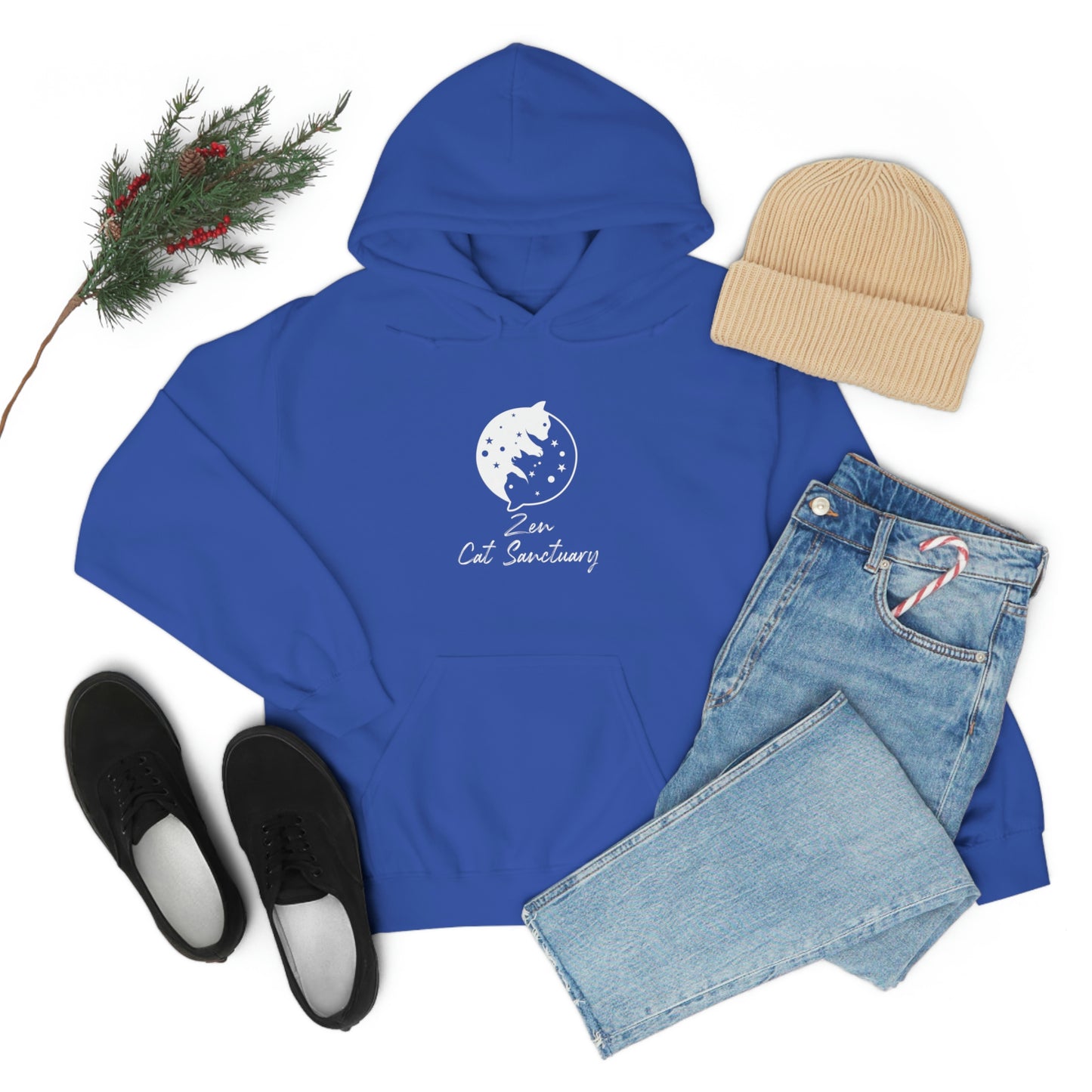 Zen Cat Sanctuary | Unisex Heavy Blend™ Hooded Sweatshirt with White Logo | Available in 8 Colors!