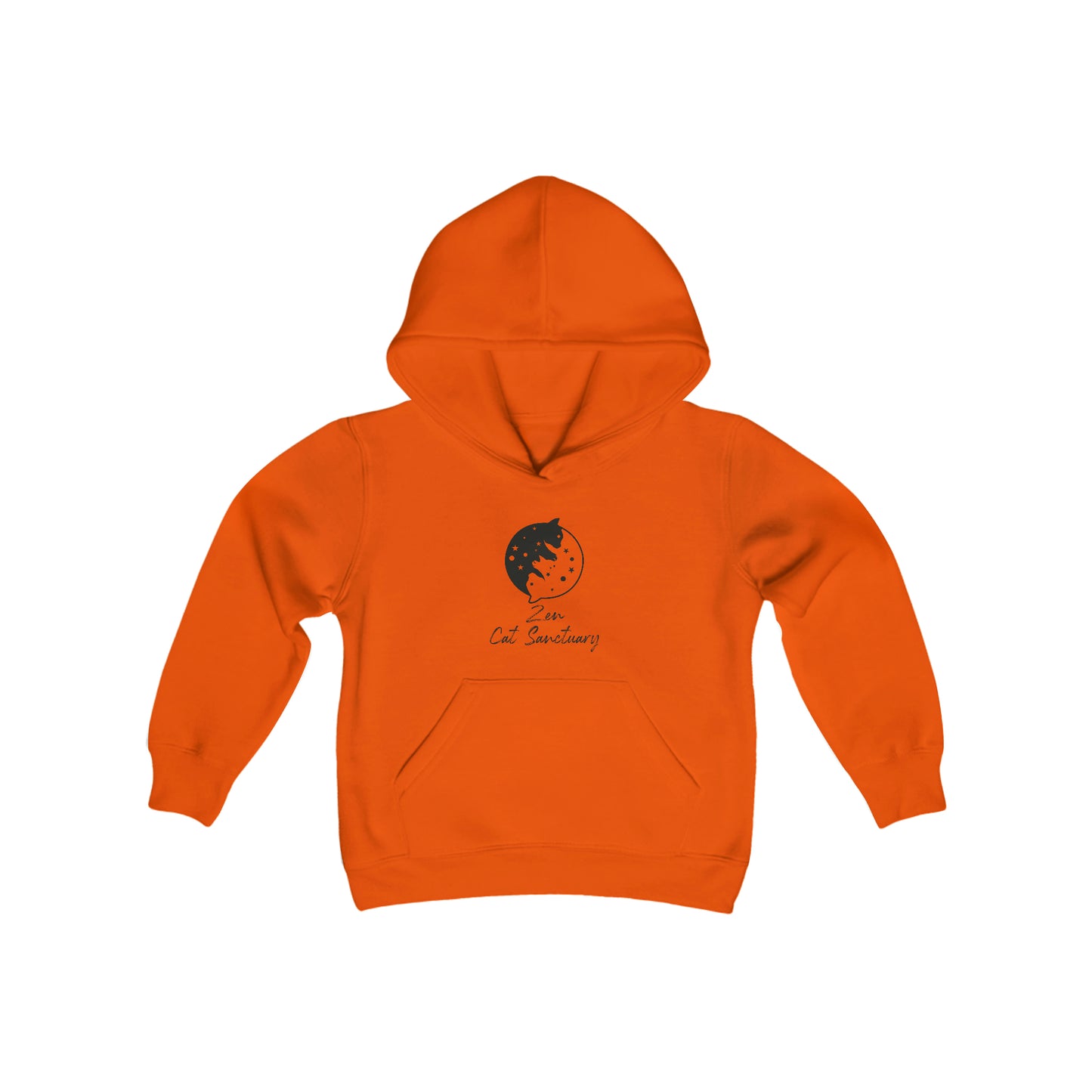 Zen Cat Sanctuary | Youth Heavy Blend Hooded Sweatshirt with Black Logo | Available in 16 Colors!