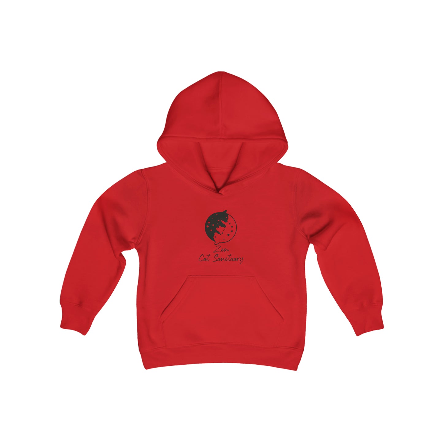 Zen Cat Sanctuary | Youth Heavy Blend Hooded Sweatshirt with Black Logo | Available in 16 Colors!