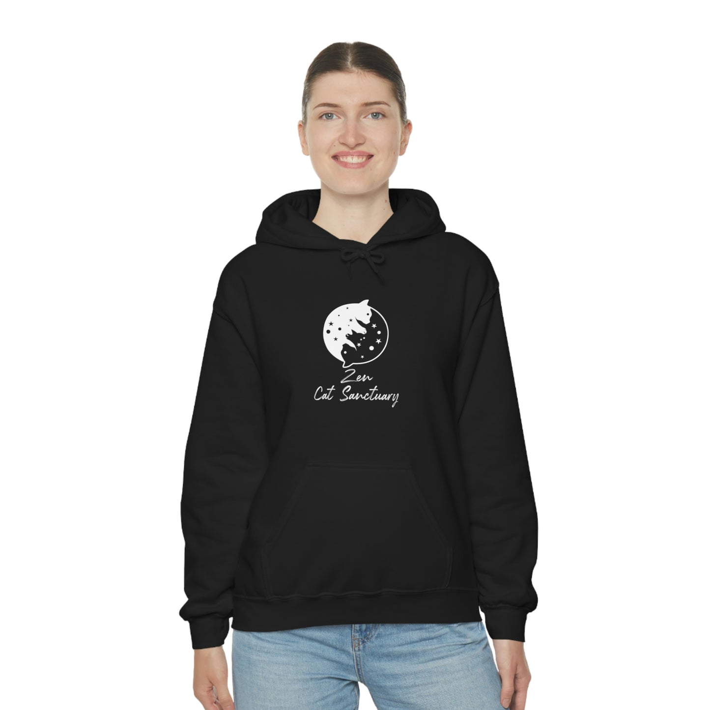 Zen Cat Sanctuary | Unisex Heavy Blend™ Hooded Sweatshirt with White Logo | Available in 8 Colors!