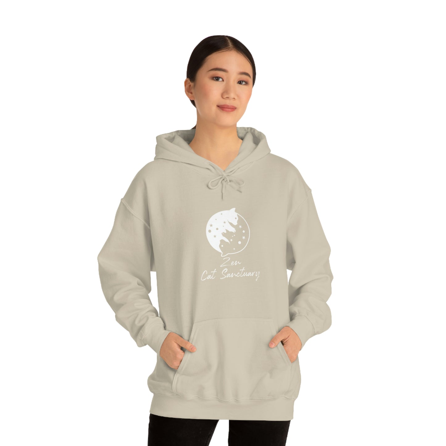 Zen Cat Sanctuary | Unisex Heavy Blend™ Hooded Sweatshirt with White Logo | Available in 8 Colors!