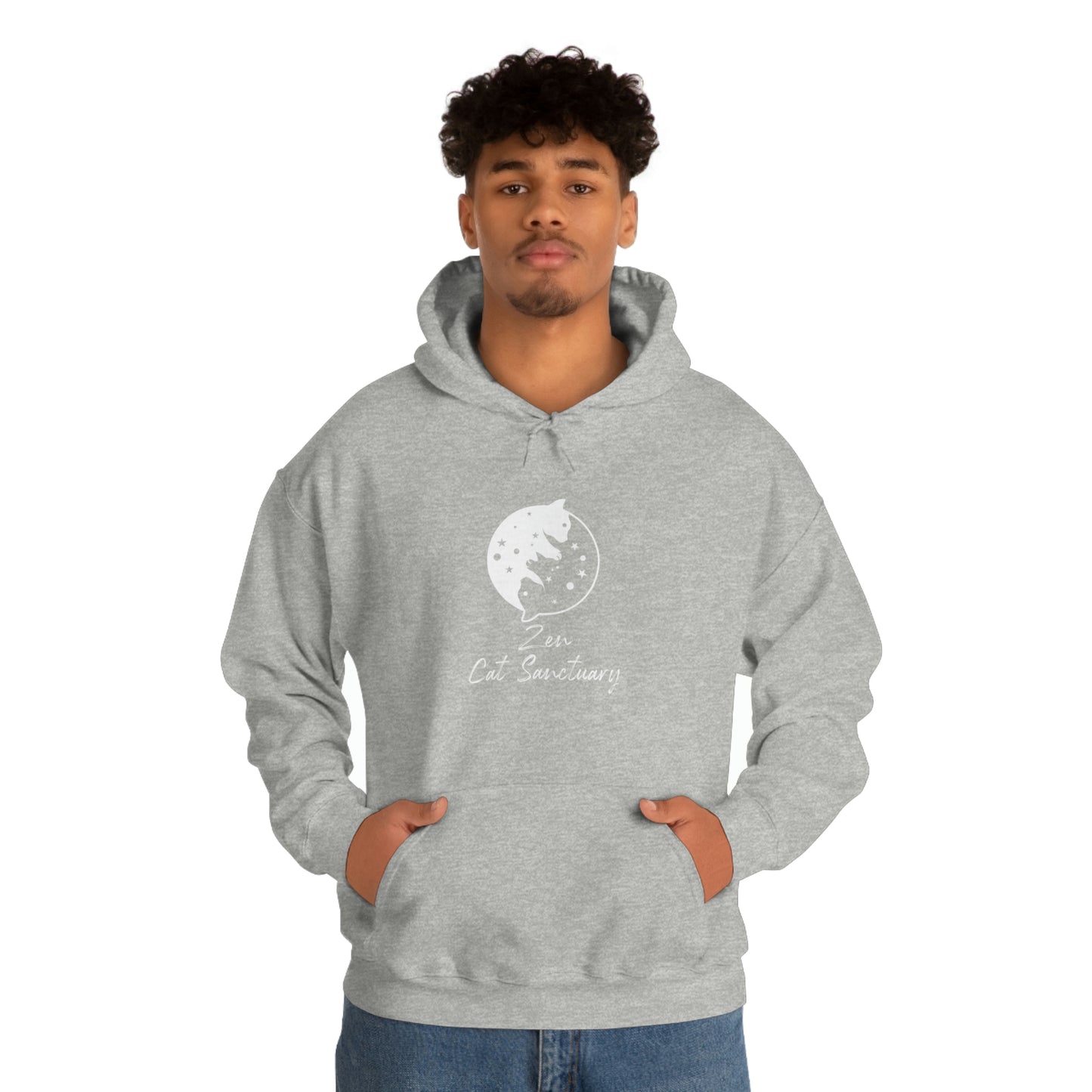 Zen Cat Sanctuary | Unisex Heavy Blend™ Hooded Sweatshirt with White Logo | Available in 8 Colors!