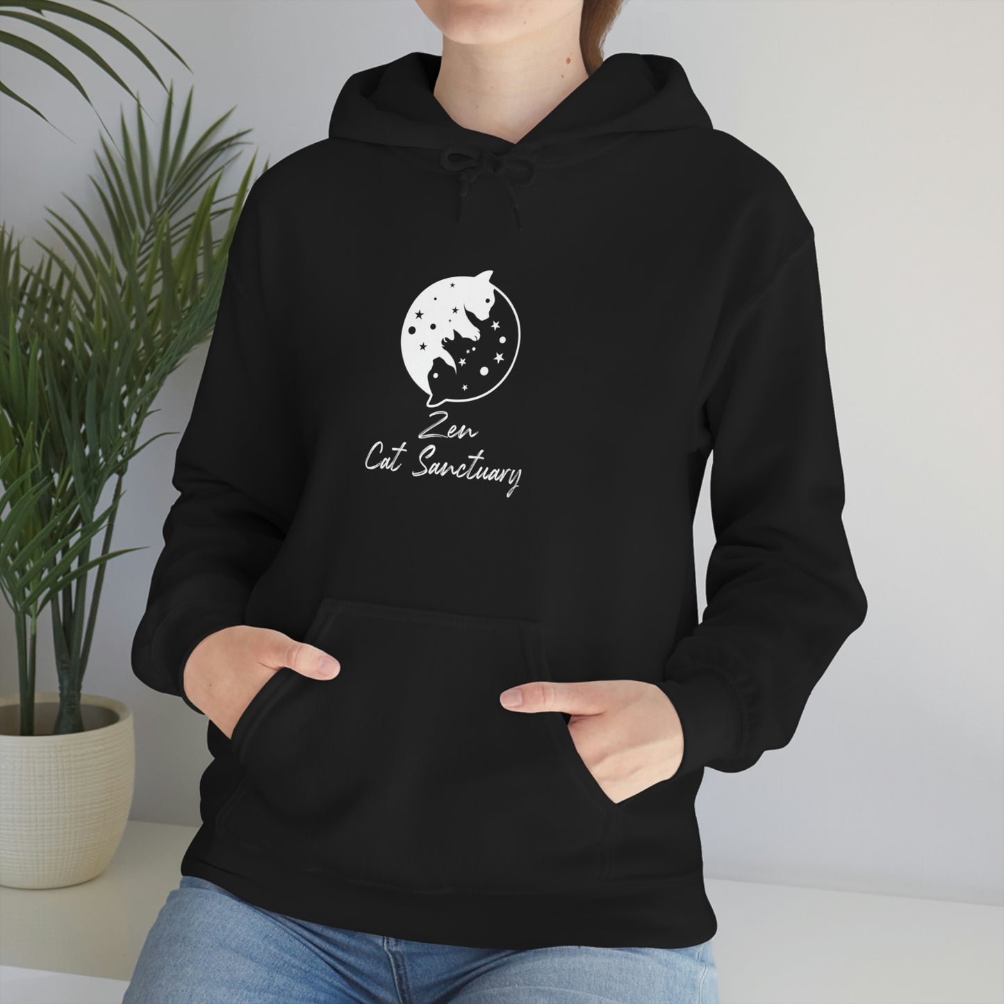 Zen Cat Sanctuary | Unisex Heavy Blend™ Hooded Sweatshirt with White Logo | Available in 8 Colors!