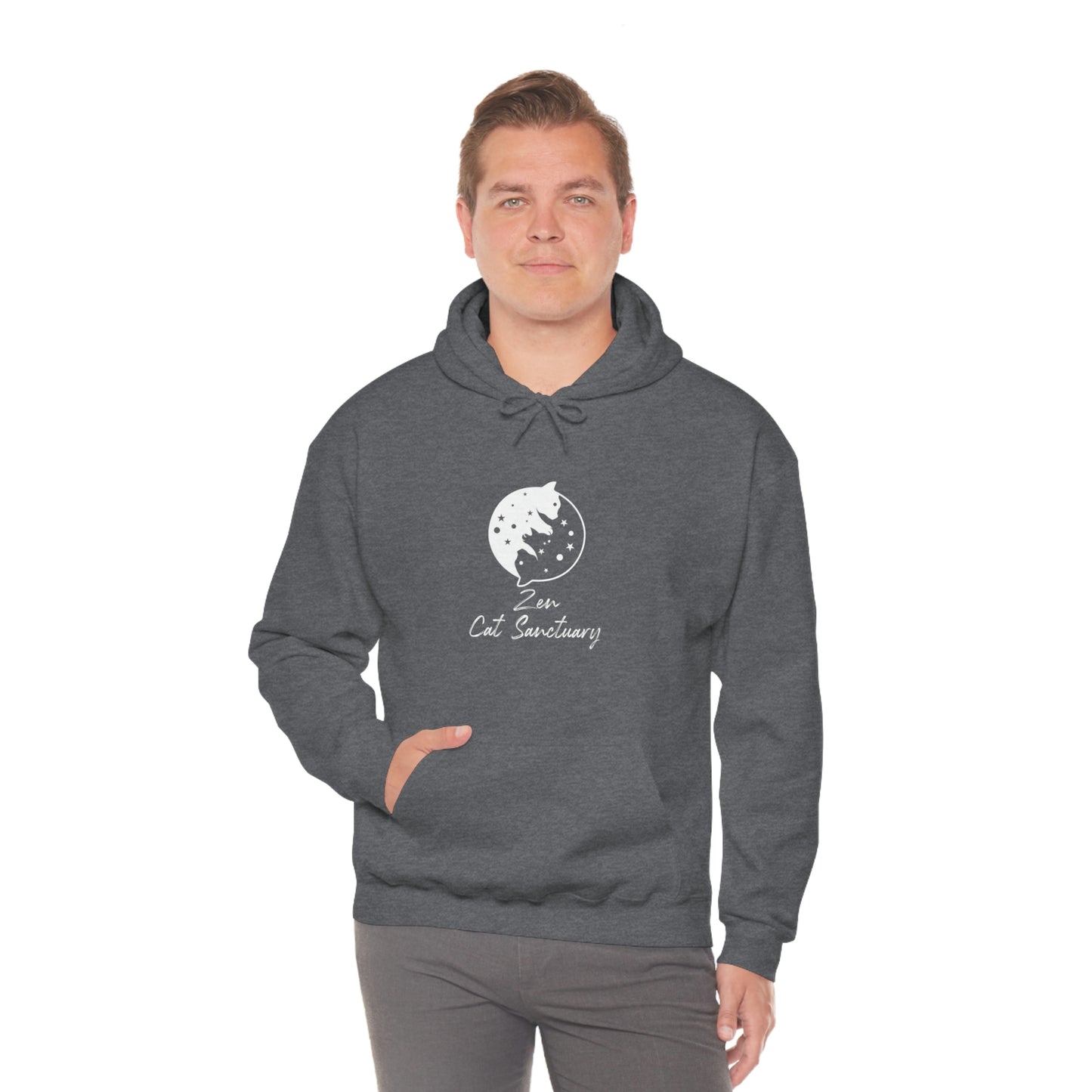 Zen Cat Sanctuary | Unisex Heavy Blend™ Hooded Sweatshirt with White Logo | Available in 8 Colors!