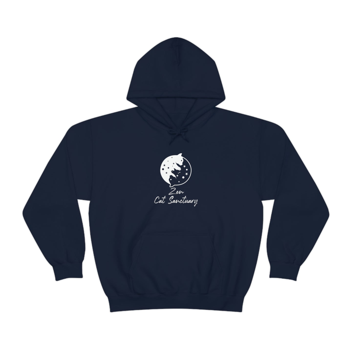 Zen Cat Sanctuary | Unisex Heavy Blend™ Hooded Sweatshirt with White Logo | Available in 8 Colors!