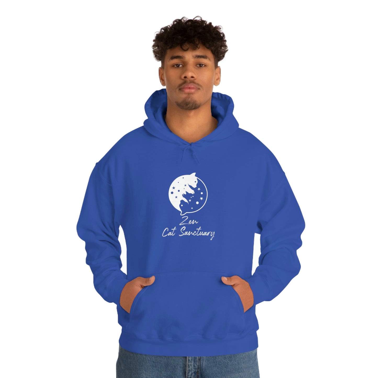 Zen Cat Sanctuary | Unisex Heavy Blend™ Hooded Sweatshirt with White Logo | Available in 8 Colors!