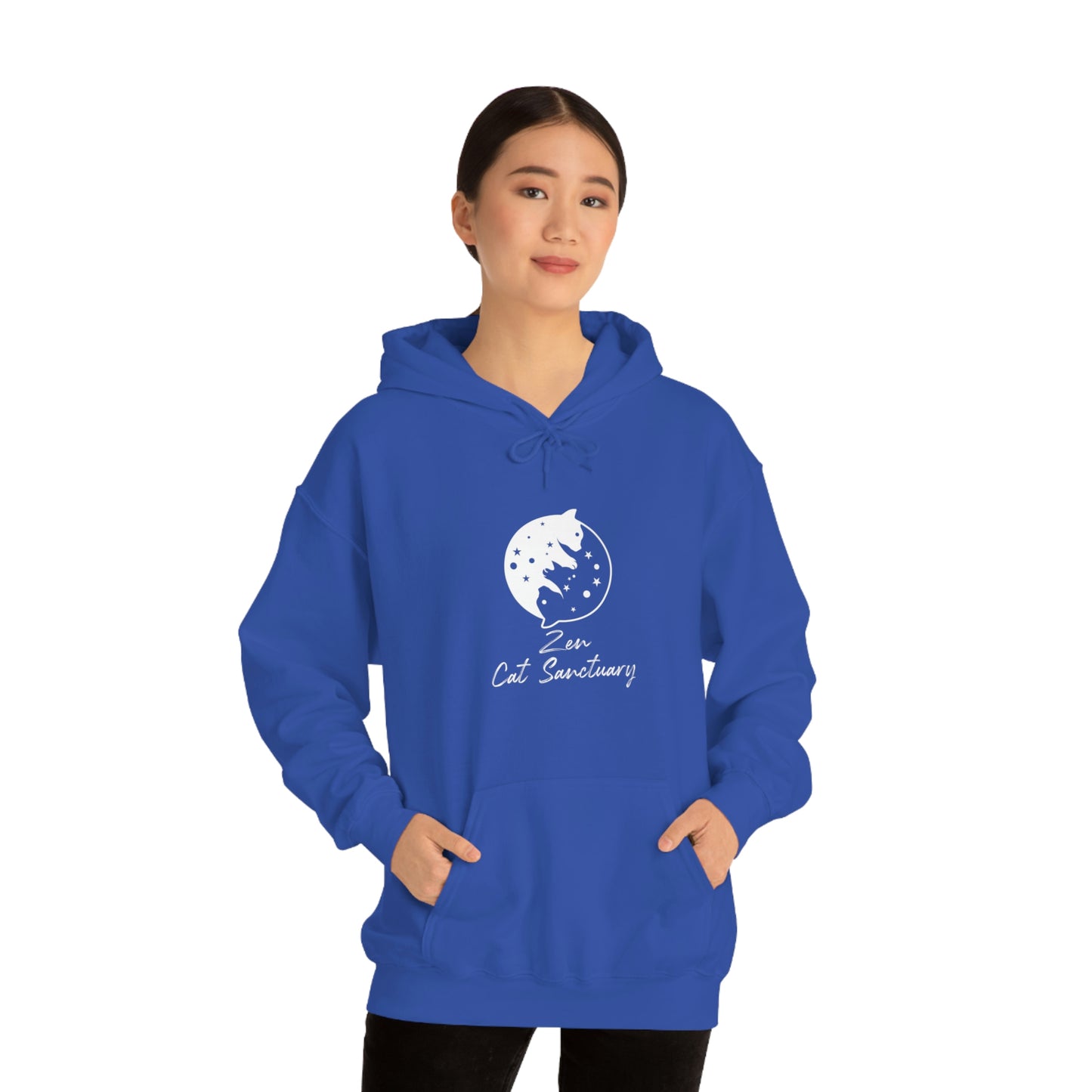 Zen Cat Sanctuary | Unisex Heavy Blend™ Hooded Sweatshirt with White Logo | Available in 8 Colors!