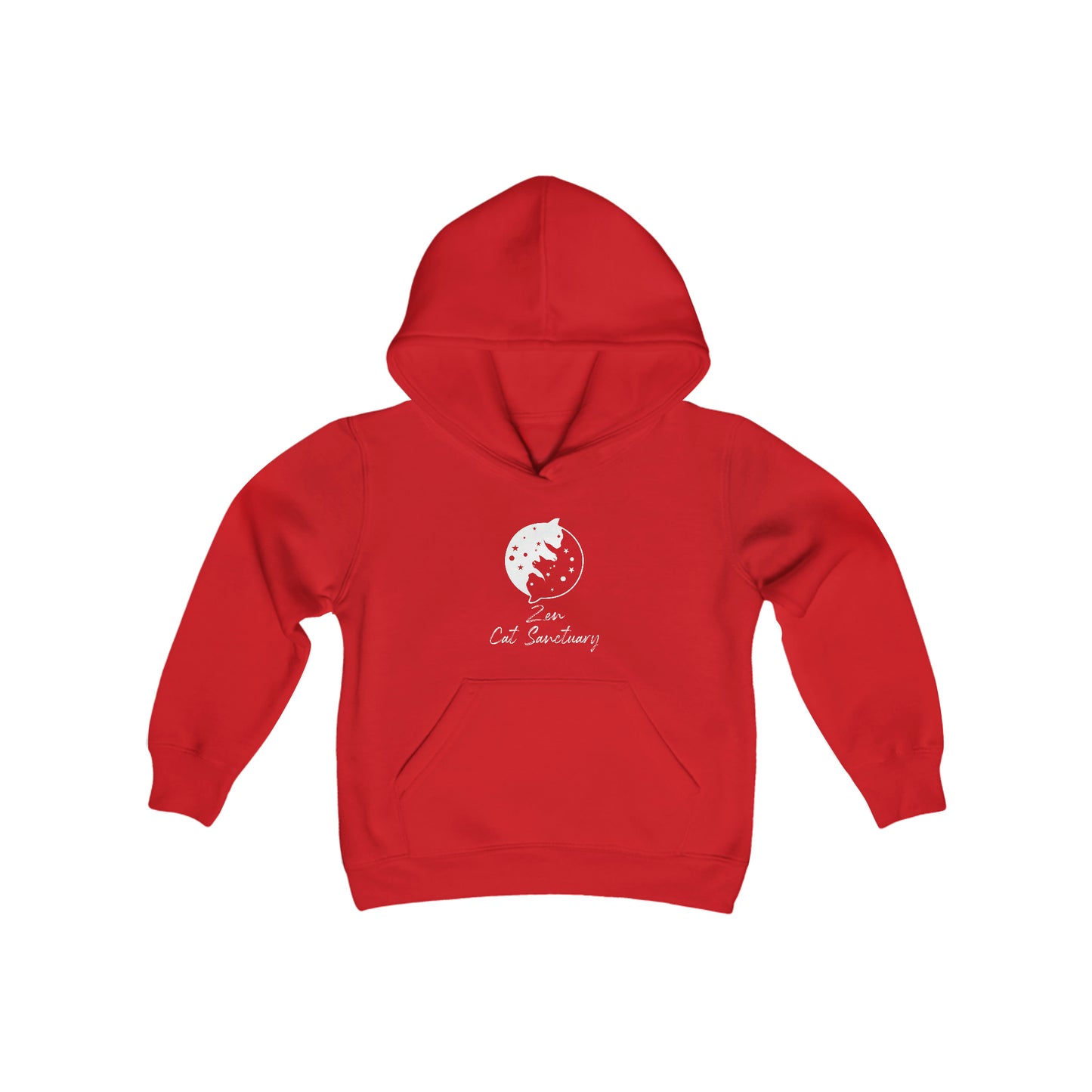 Zen Cat Sanctuary | Youth Heavy Blend Hooded Sweatshirt with White Logo | Available in 16 Colors!