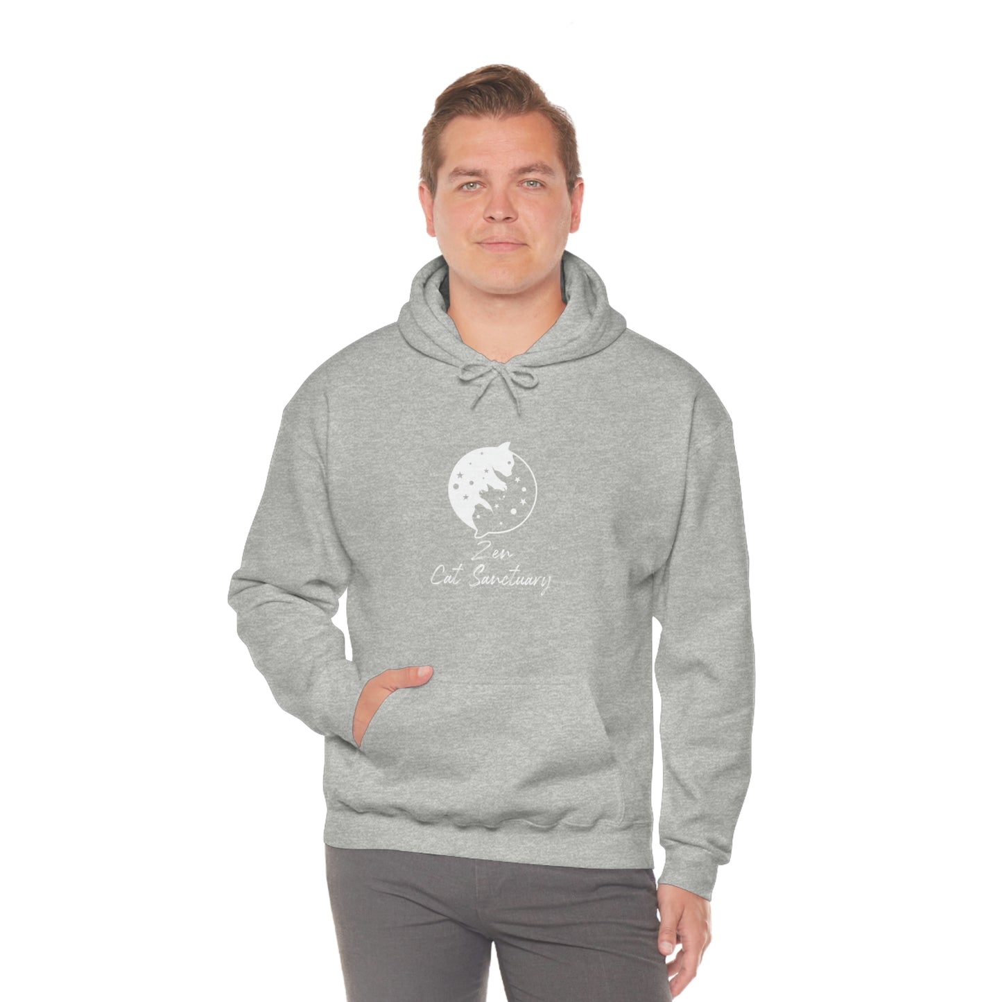 Zen Cat Sanctuary | Unisex Heavy Blend™ Hooded Sweatshirt with White Logo | Available in 8 Colors!