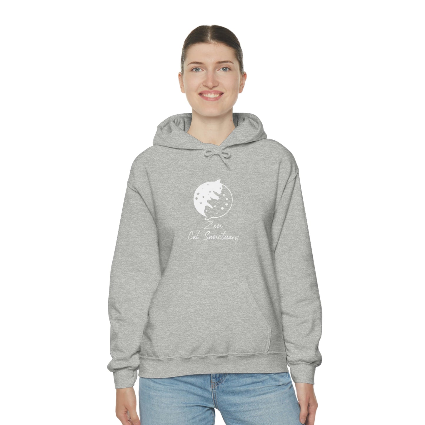 Zen Cat Sanctuary | Unisex Heavy Blend™ Hooded Sweatshirt with White Logo | Available in 8 Colors!
