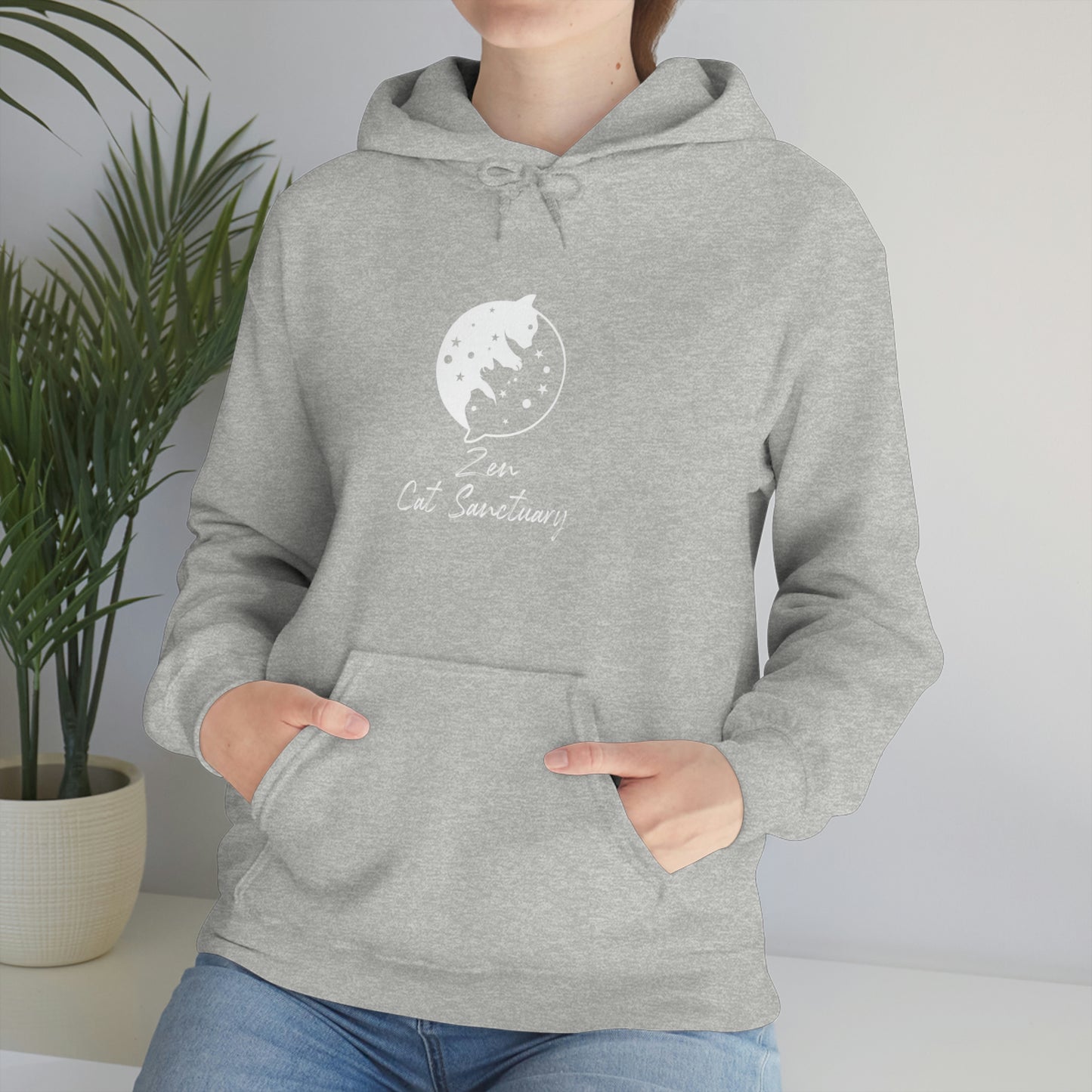 Zen Cat Sanctuary | Unisex Heavy Blend™ Hooded Sweatshirt with White Logo | Available in 8 Colors!