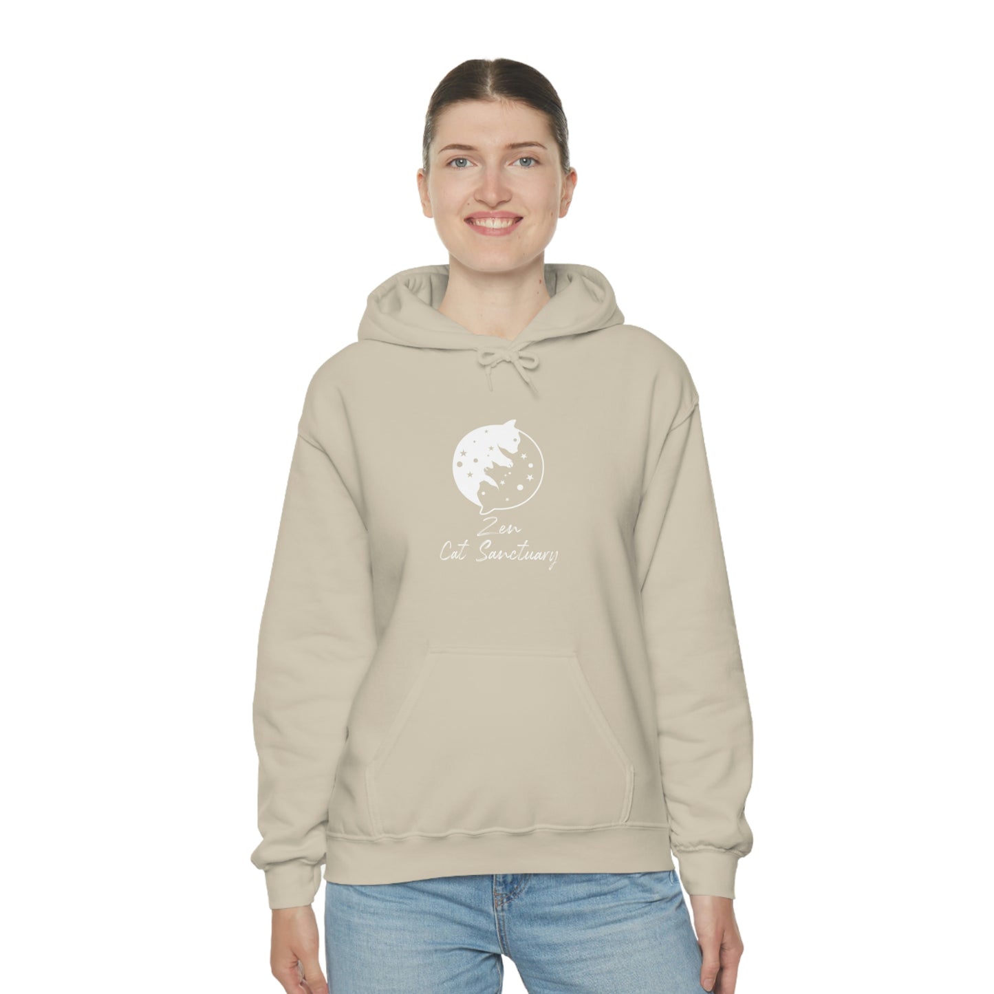 Zen Cat Sanctuary | Unisex Heavy Blend™ Hooded Sweatshirt with White Logo | Available in 8 Colors!