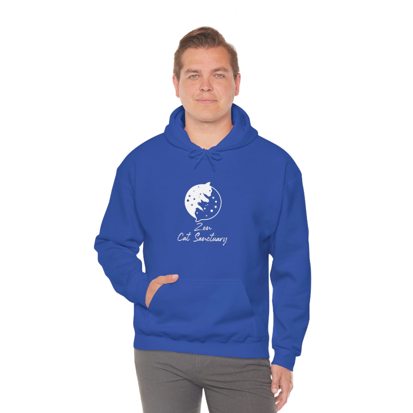 Zen Cat Sanctuary | Unisex Heavy Blend™ Hooded Sweatshirt with White Logo | Available in 8 Colors!