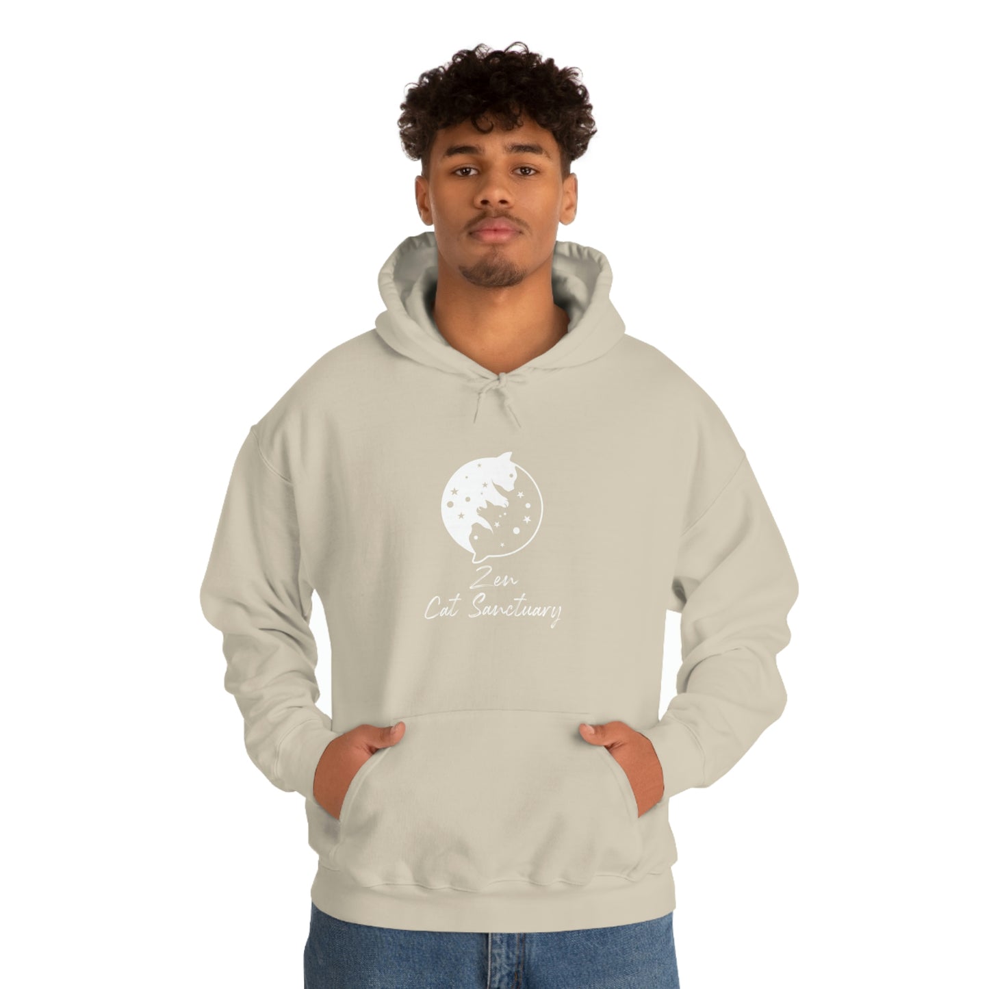 Zen Cat Sanctuary | Unisex Heavy Blend™ Hooded Sweatshirt with White Logo | Available in 8 Colors!