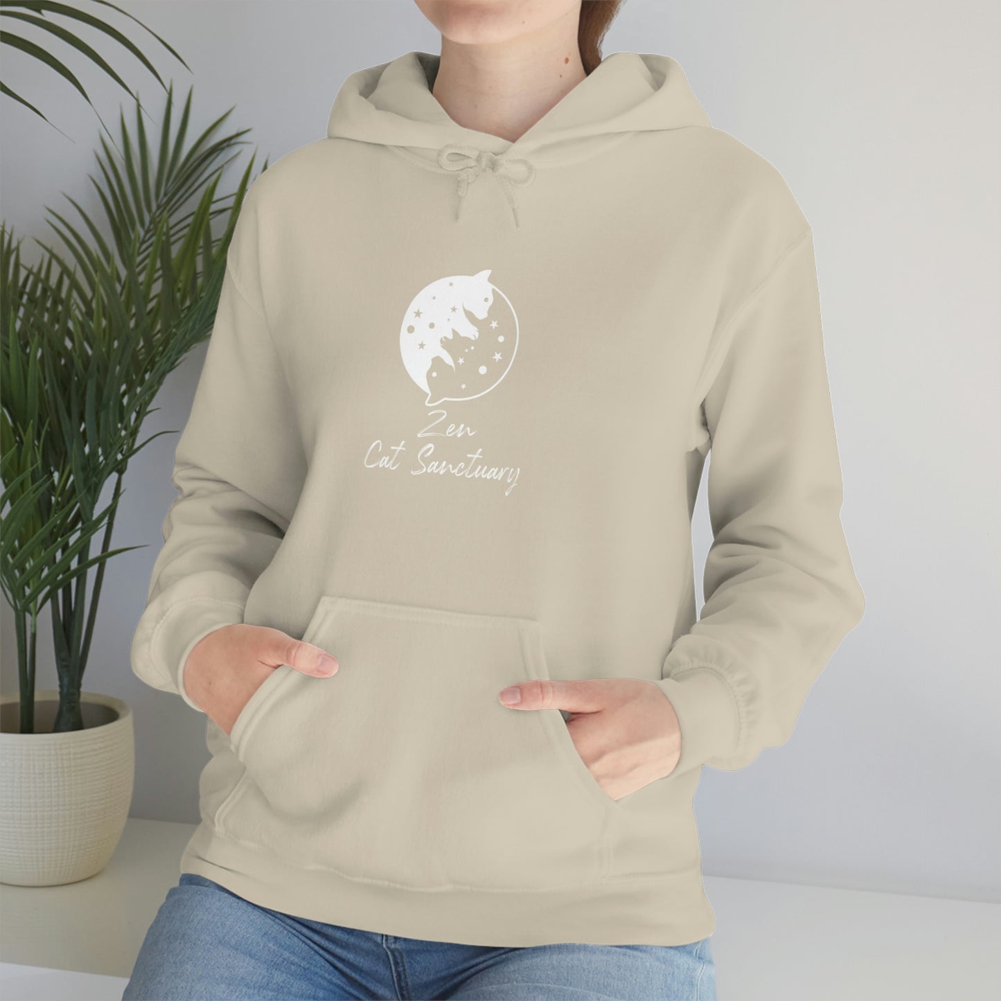 Zen Cat Sanctuary | Unisex Heavy Blend™ Hooded Sweatshirt with White Logo | Available in 8 Colors!