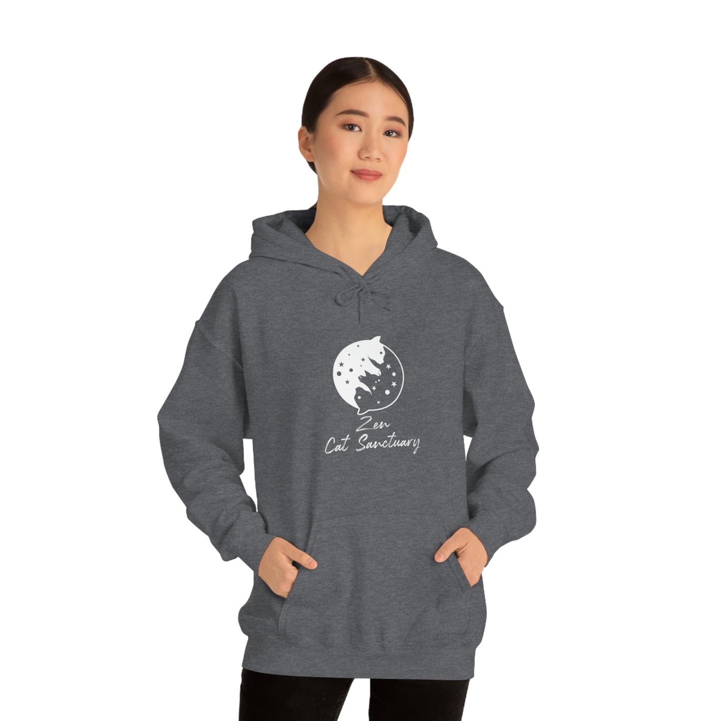 Zen Cat Sanctuary | Unisex Heavy Blend™ Hooded Sweatshirt with White Logo | Available in 8 Colors!