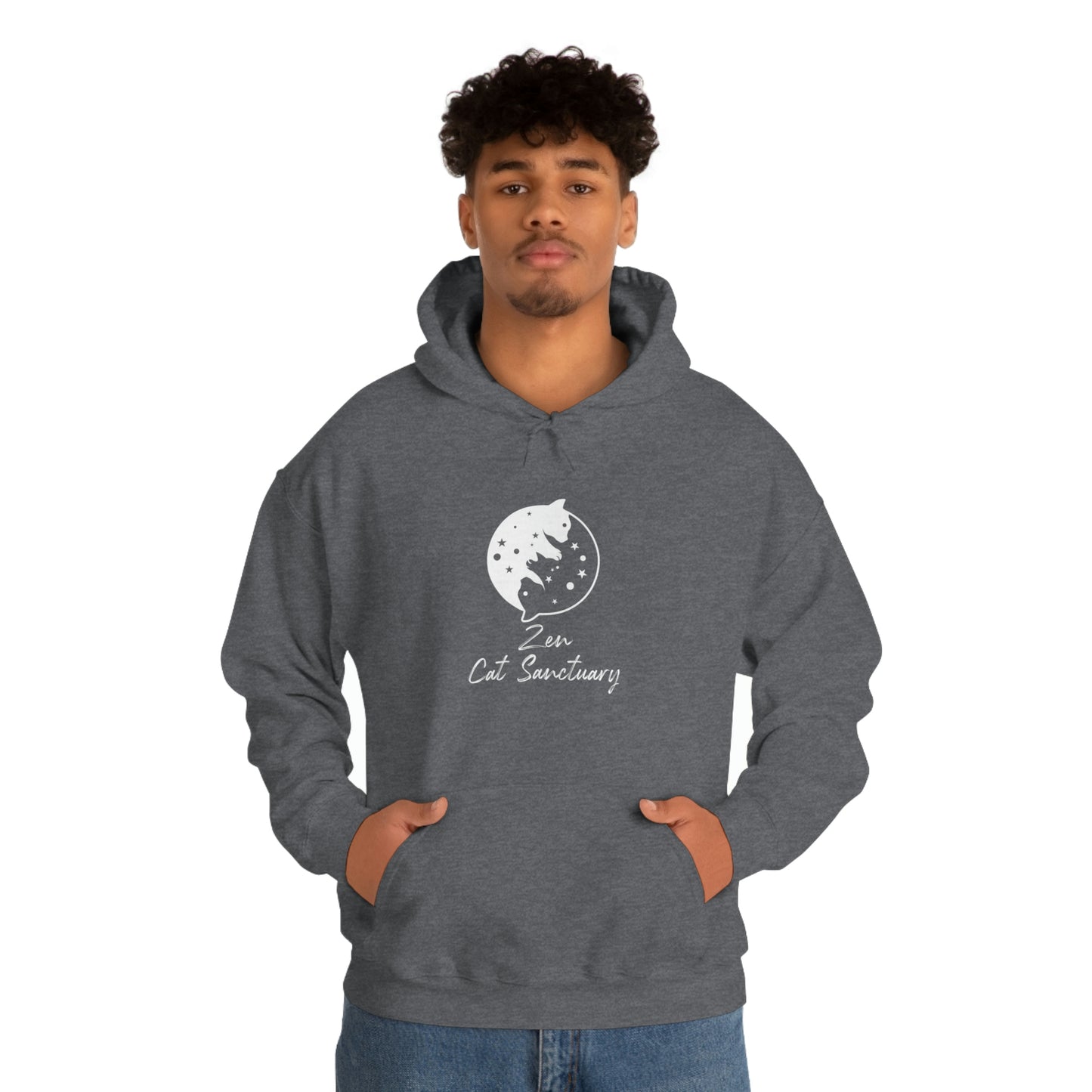Zen Cat Sanctuary | Unisex Heavy Blend™ Hooded Sweatshirt with White Logo | Available in 8 Colors!