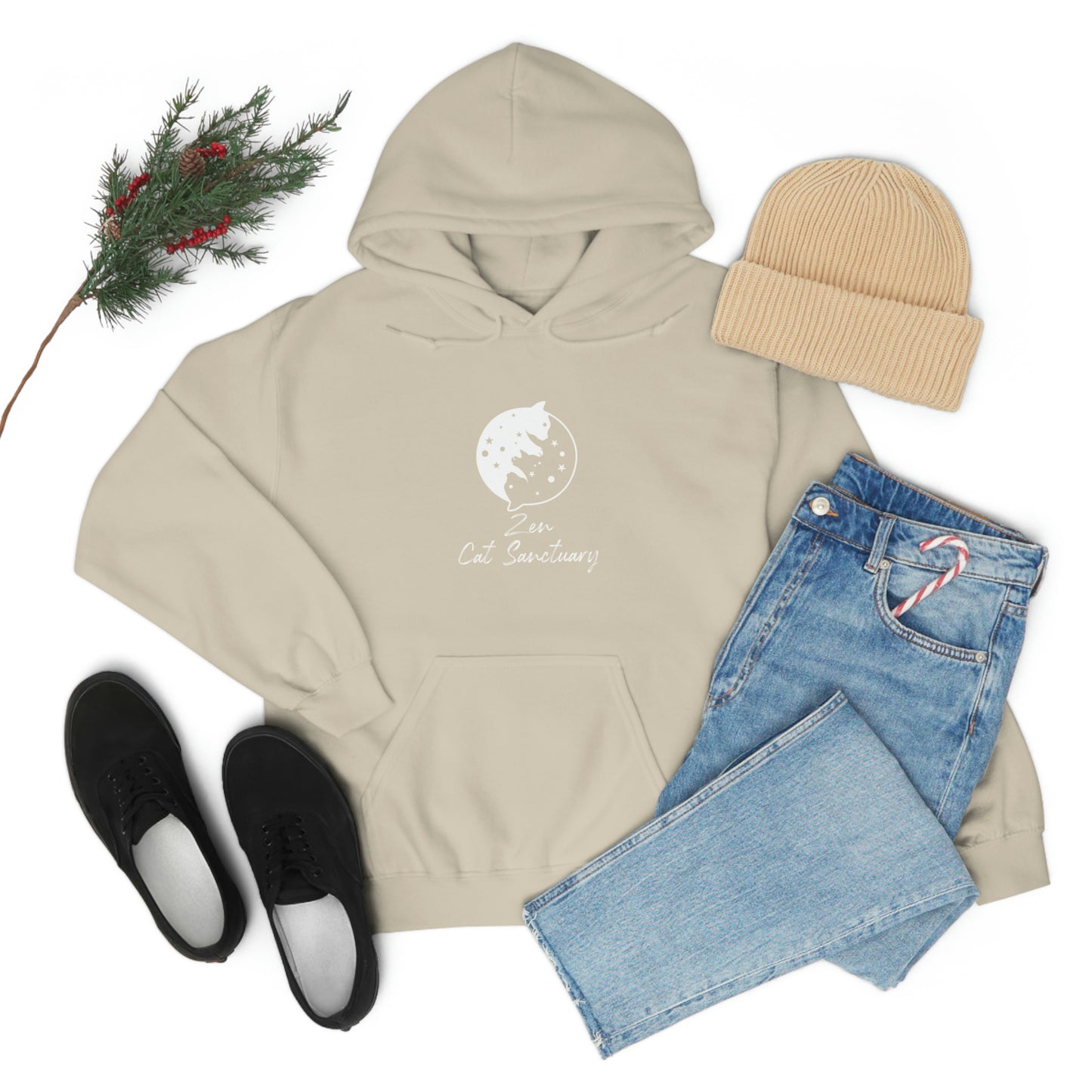 Zen Cat Sanctuary | Unisex Heavy Blend™ Hooded Sweatshirt with White Logo | Available in 8 Colors!