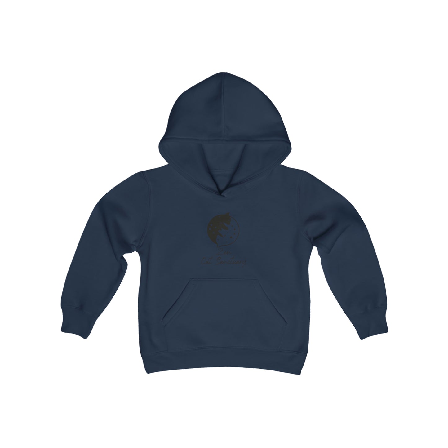 Zen Cat Sanctuary | Youth Heavy Blend Hooded Sweatshirt with Black Logo | Available in 16 Colors!
