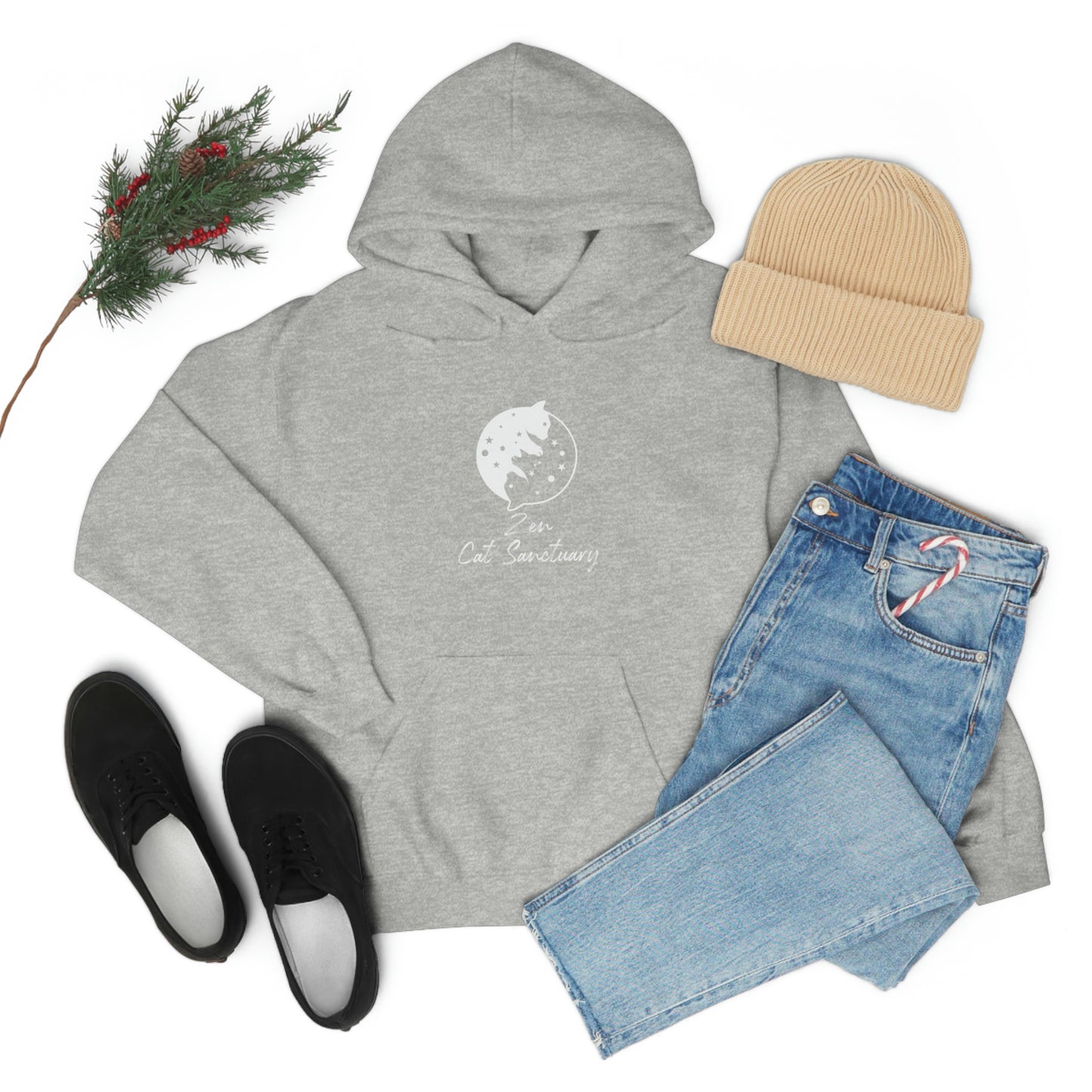 Zen Cat Sanctuary | Unisex Heavy Blend™ Hooded Sweatshirt with White Logo | Available in 8 Colors!