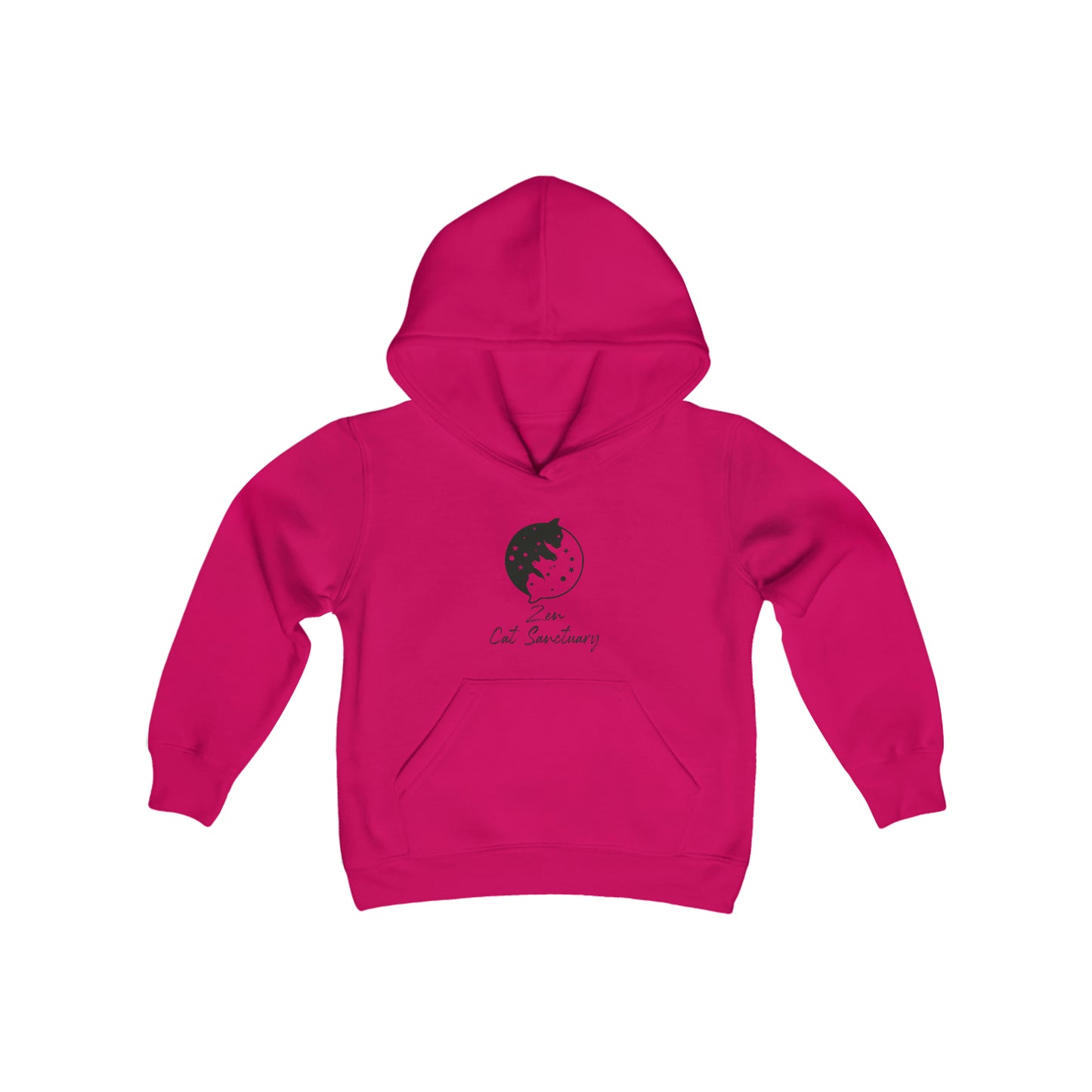 Zen Cat Sanctuary | Youth Heavy Blend Hooded Sweatshirt with Black Logo | Available in 16 Colors!