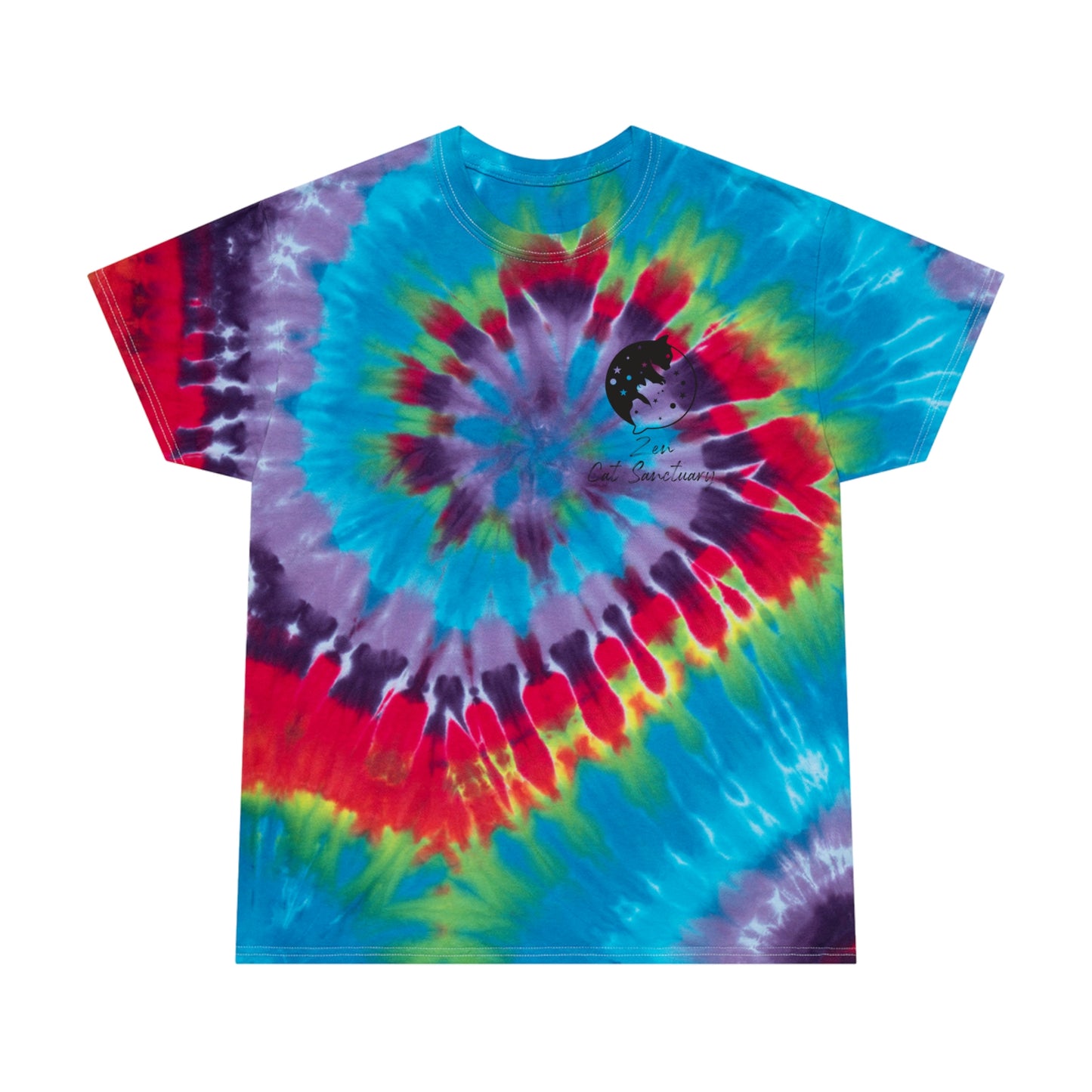 Zen Cat Sanctuary | Tie-Dye Tee, Spiral with Black Logo | Available in 2 Colors!