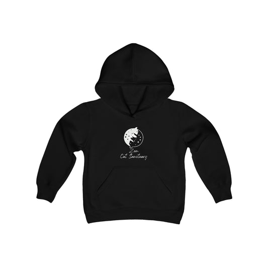 Zen Cat Sanctuary | Youth Heavy Blend Hooded Sweatshirt with White Logo | Available in 16 Colors!