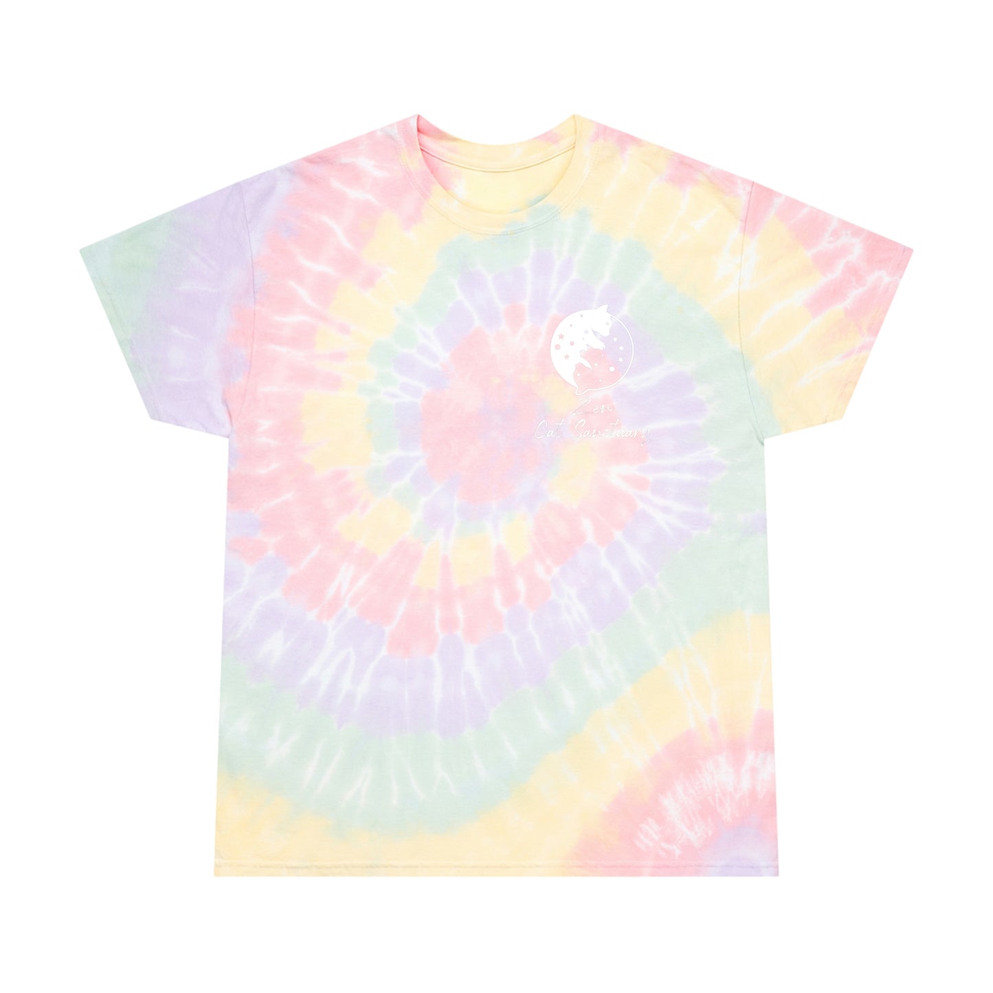 Zen Cat Sanctuary | Tie-Dye Tee, Spiral with White Logo | Available in 2 Colors!